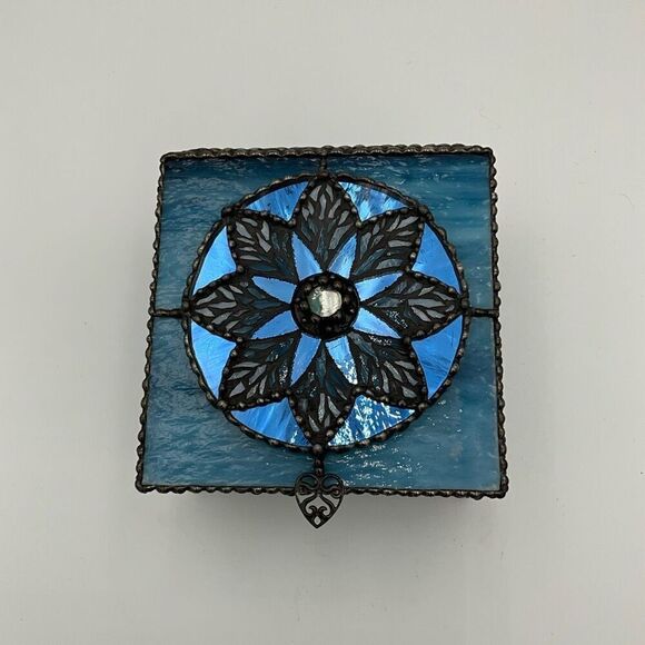 HANDCRAFTED Stained Glass Jewelry Box Keepsake Box - Picture 1 of 7